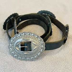 Ralph Lauren Genuine Leather Black Concho Belt